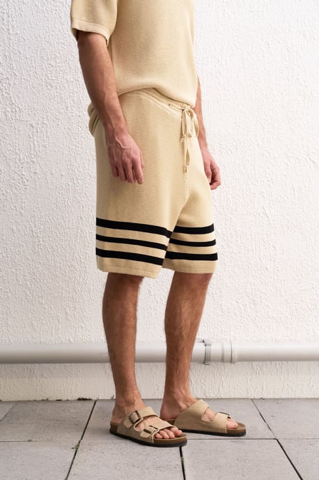 Heren Katoenen Gestreepte Sweatshort - Image 3