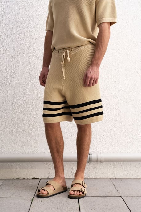 Heren Katoenen Gestreepte Sweatshort - Image 4