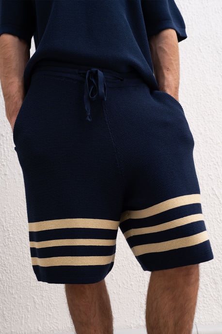 Herrar randiga bomullsjersey shorts - Image 2
