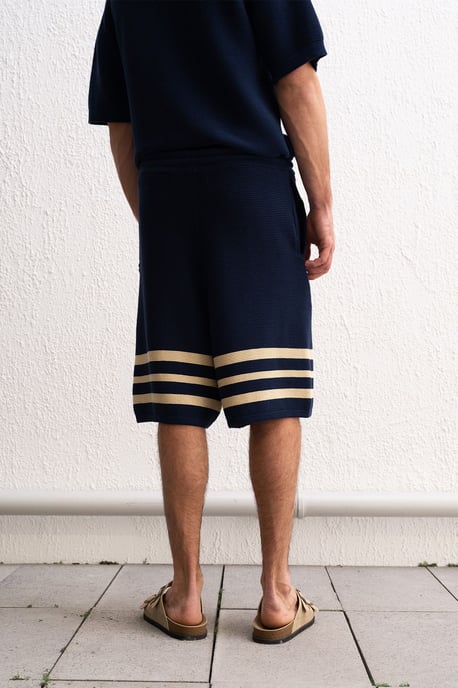 Herrar randiga bomullsjersey shorts - Image 4