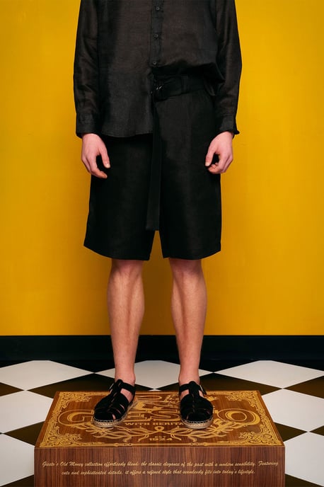 Heren Linnenmix Ceintuur Tailored Shorts - Image 4