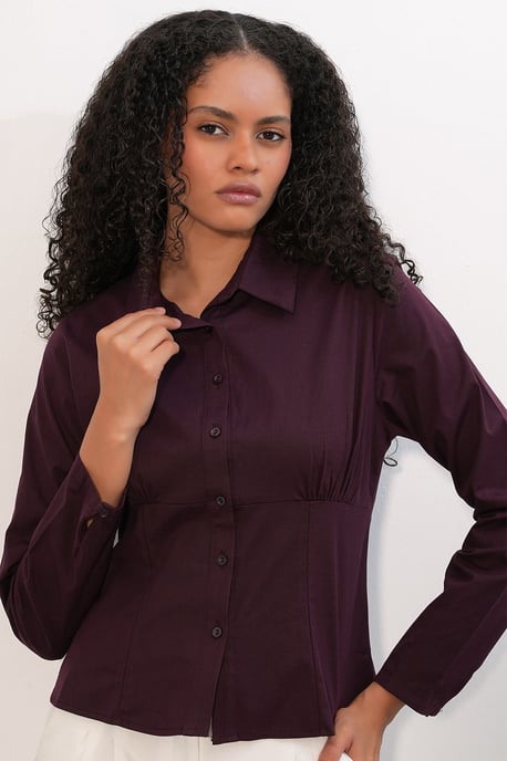 Fitted Poplin Knapp-up Kort Skjorta - Image 4