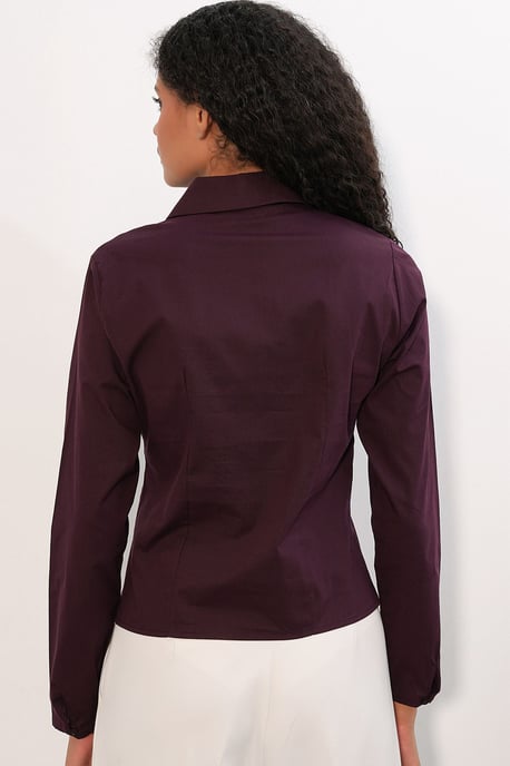Fitted Poplin Knapp-up Kort Skjorta - Image 6