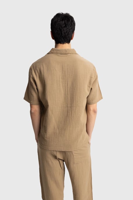 Heren Relaxed Fit Katoenen Korte Mouwen Shirt - Image 3