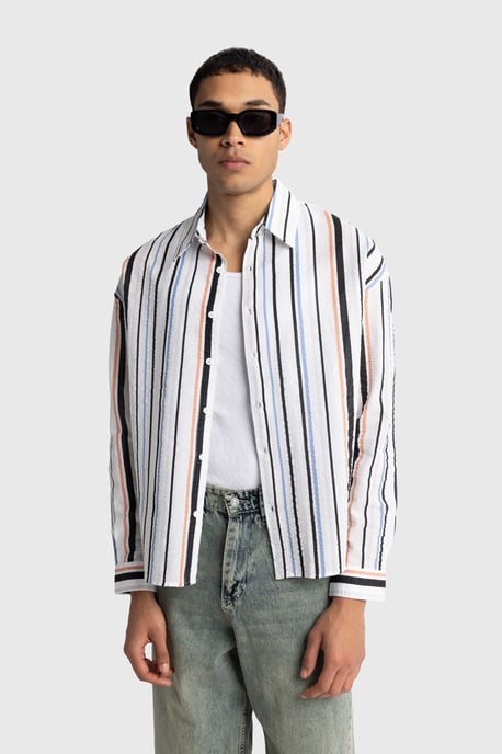 Ontspannen Pasvorm Gestreepte Katoenen Shirt - Image 2