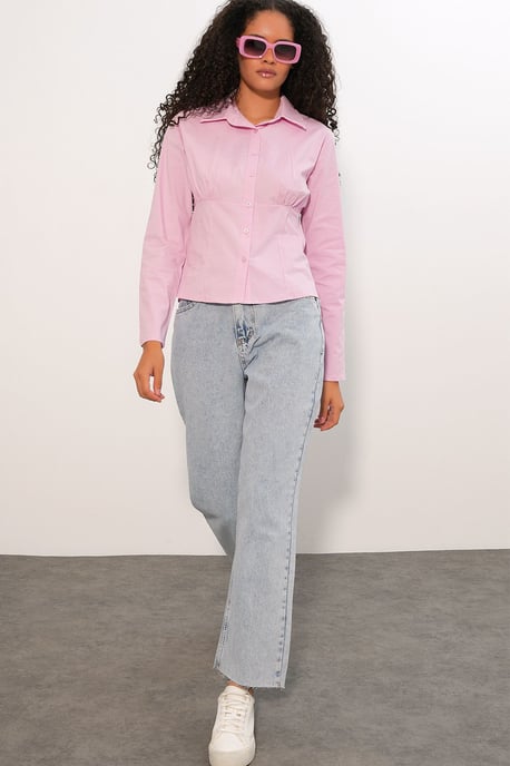 Fitted Poplin Button-Up Short Shirt - Image 2