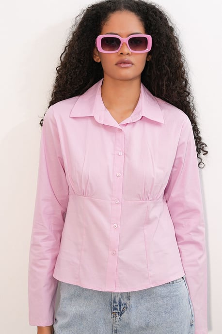 Fitted Poplin Button-Up Short Shirt - Image 3