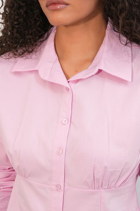 Fitted Poplin Button-Up Short Shirt - Image 5