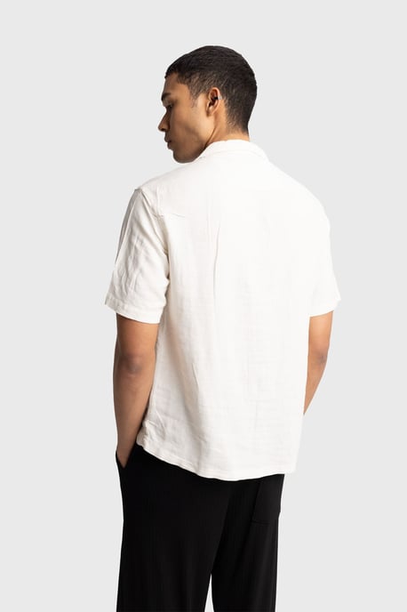 Men's Cotton Embroidered Poplin Short Sleeve Shirt - Image 4