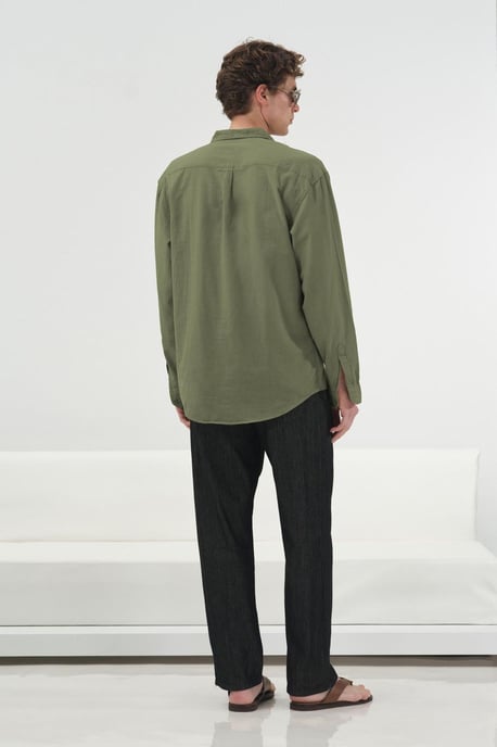 Heren Katoenen Poplin Lange Mouwen Shirt - Image 1