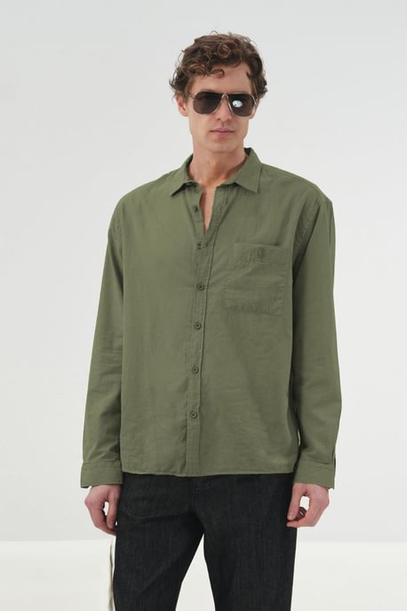 Heren Katoenen Poplin Lange Mouwen Shirt - Image 3