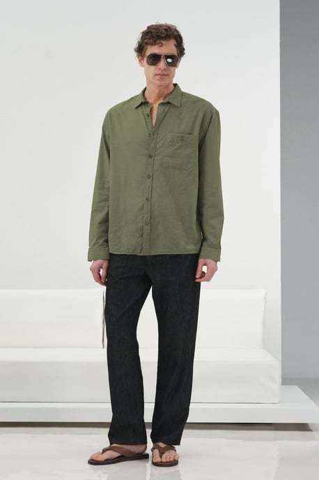 Heren Katoenen Poplin Lange Mouwen Shirt - Image 4