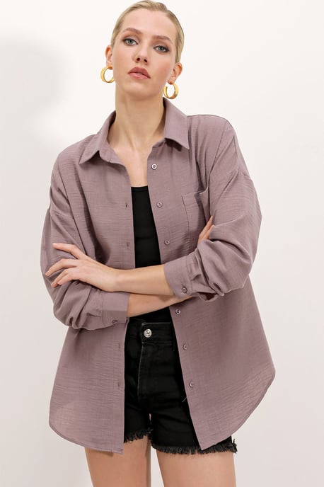 Linen Blended Shirt with Button Closure - Image 2