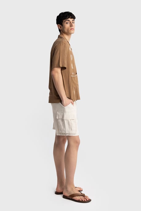 Men's Cotton Embroidered Poplin Short Sleeve Shirt - Image 3
