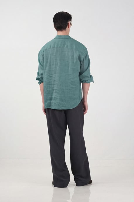 Herrarnas oversized skjorta i linneblandning med långa ärmar - Image 3