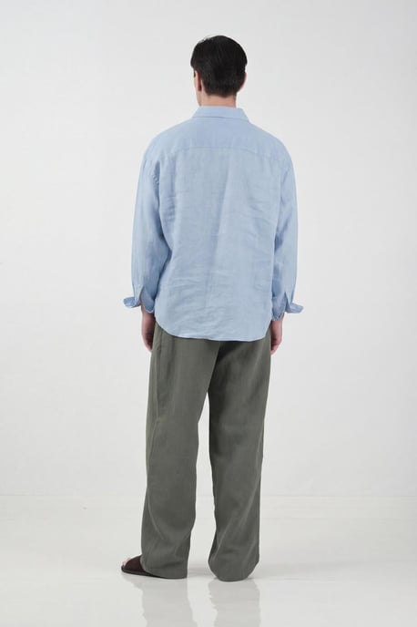 Herrars oversized skjorta i linneblandning - Image 4