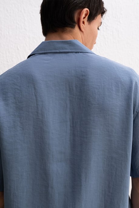 Herrar Avslappnad Passform Crepe Skjorta med Knytdetalj - Image 2