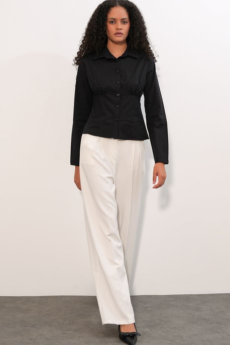 Fitted Poplin Button-Up Short Shirt - Image 2