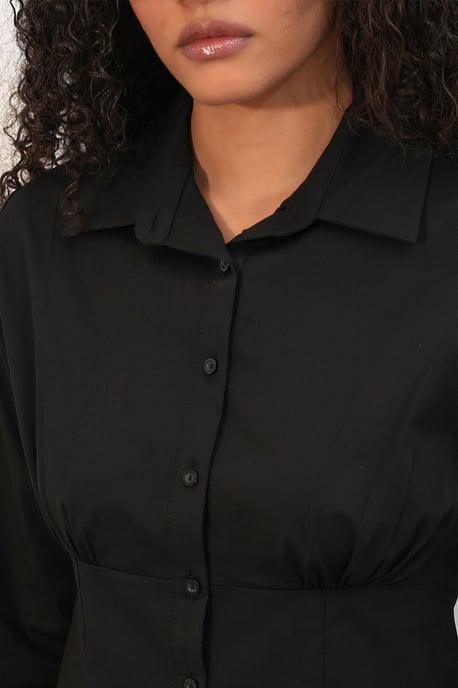 Fitted Poplin Button-Up Short Shirt - Image 5