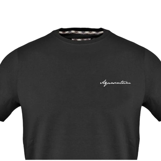 Aquascutum Mens Logo Crew Neck Regular T-Shirt (Black) - Image 3