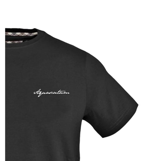 Aquascutum Mens Logo Crew Neck Regular T-Shirt (Black) - Image 4