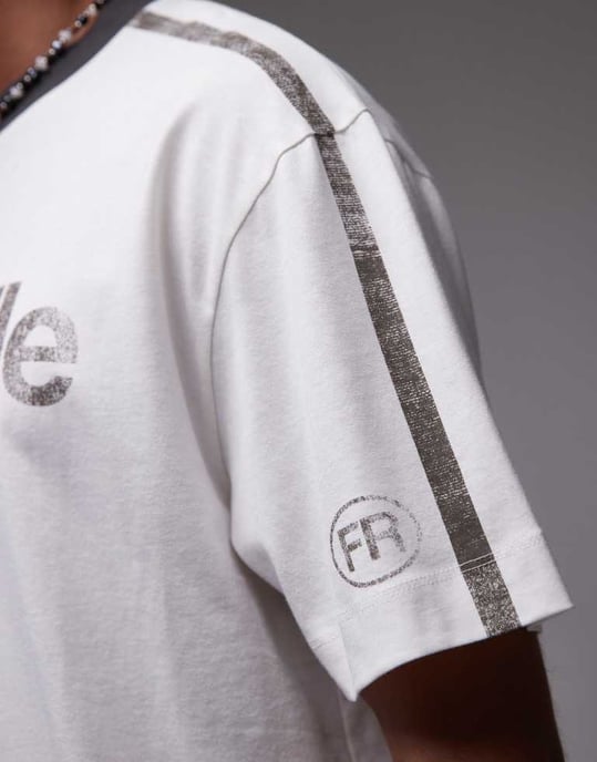 Topman avslappnad passform ringer t-shirt med Marseille-tryck i vitt - Image 2