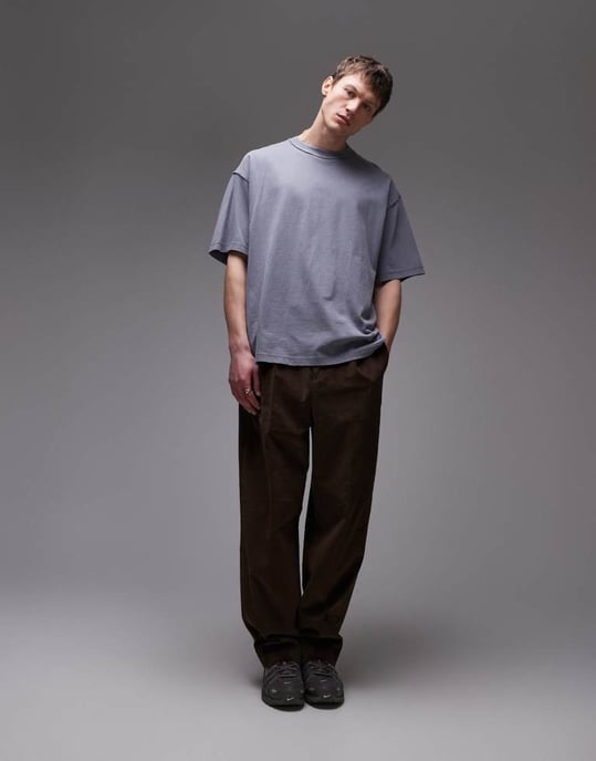 Topman extremt oversized tvättad t-shirt med rå sömdetalj i grått - Image 2