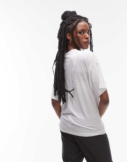 Topshop slouchy V-ringad t-shirt i vitt - Image 3