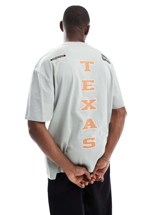 ASOS DESIGN oversized t-shirt med sportgrafik i stenblå - Image 2