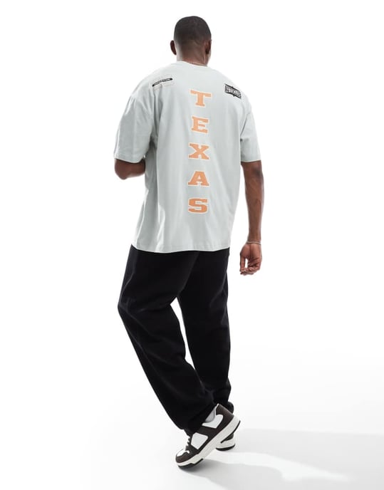 ASOS DESIGN oversized t-shirt med sportgrafik i stenblå - Image 4