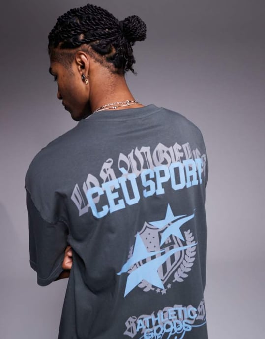 ASOS DESIGN oversize t-shirt med sportgrafik i kolgrå - Image 3