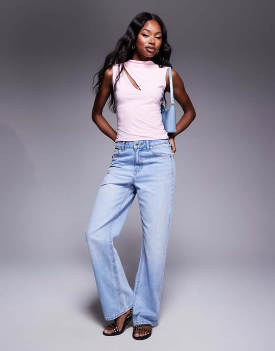 ASOS DESIGN slinky skuren topp med urtag i pastellrosa - Image 3