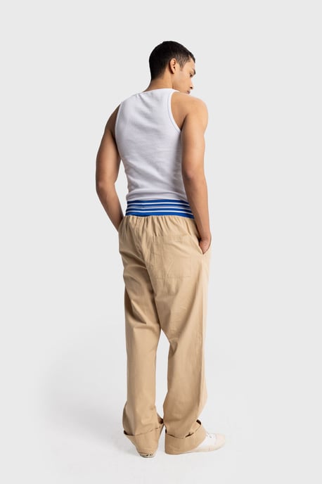 Heren Katoenen Poplin Wijde-Pijp Gebreide Broek - Image 3