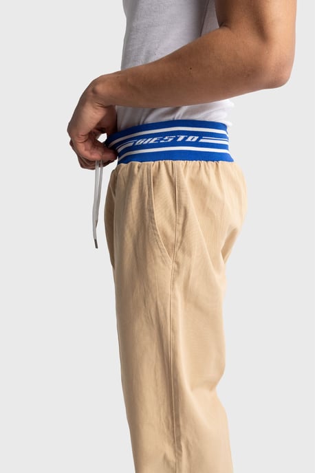 Heren Katoenen Poplin Wijde-Pijp Gebreide Broek - Image 4
