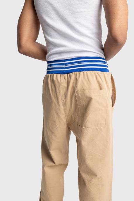 Heren Katoenen Poplin Wijde-Pijp Gebreide Broek - Image 5