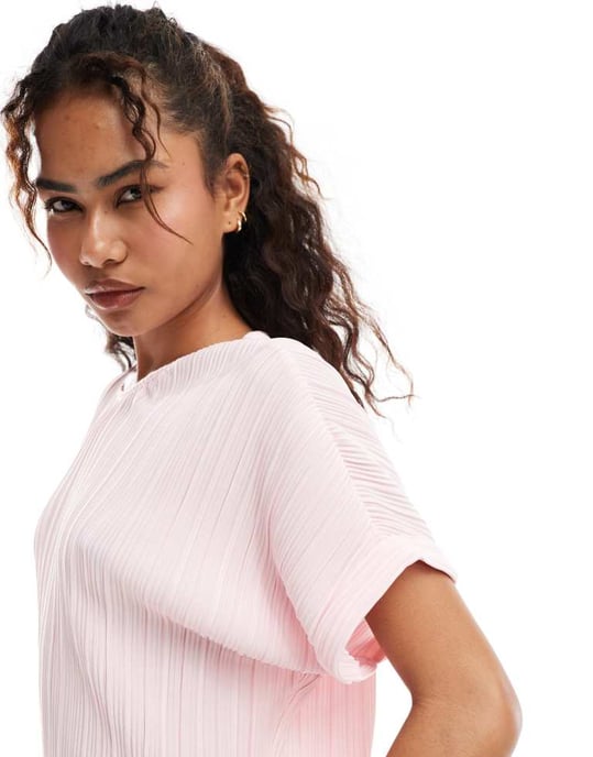 Vero Moda plisserad t-shirt set i rosa - Image 3