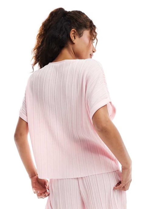 Vero Moda plisserad t-shirt set i rosa - Image 4