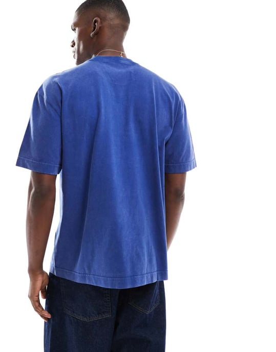 Hollister boxy oversized tvättad t-shirt i acidblå - Image 3