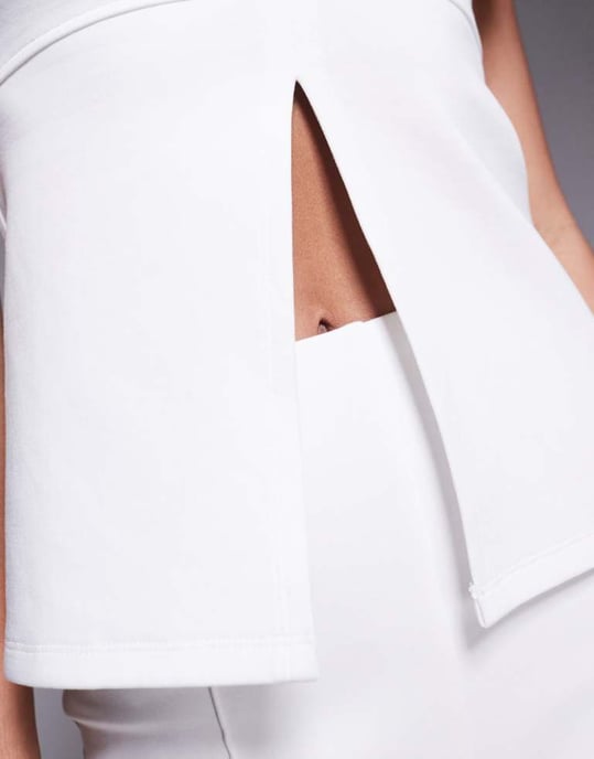 ASOS DESIGN samordnad ponte strukturerad delad framsida lång bandeau i elfenben - Image 3