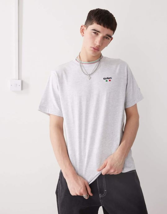 Kickers oversized t-shirt med Kickers grafik i ljusgrå melerade - Image 1