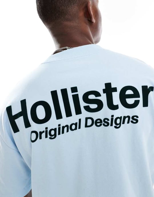 Hollister boxy oversized tech logotyps t-shirt med ryggdetalj i ljusblått - Image 4