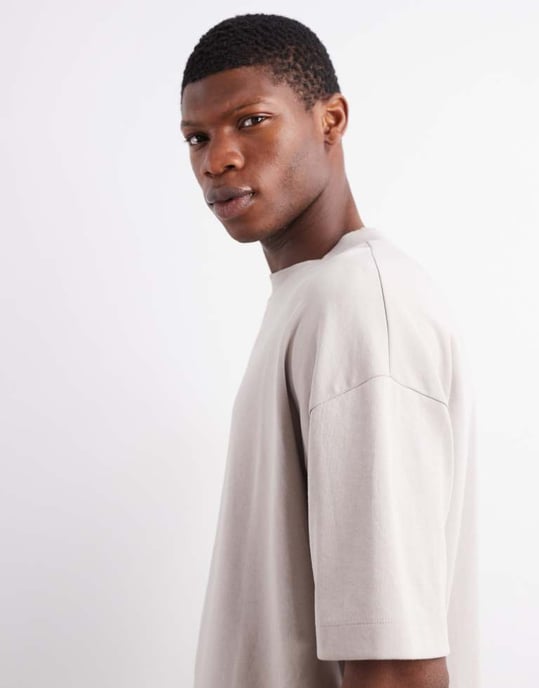 ASOS DESIGN tung oversized t-shirt i sten mjuk känsla - Image 4