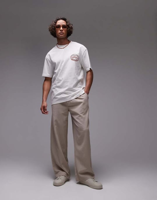 Topman avslappnad passform t-shirt med fram- och baksidestryck taverna i vitt - Image 2