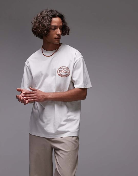 Topman avslappnad passform t-shirt med fram- och baksidestryck taverna i vitt - Image 4