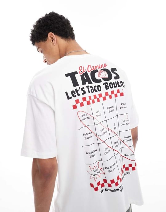 ASOS DESIGN oversized grafisk t-shirt i vit - Image 1