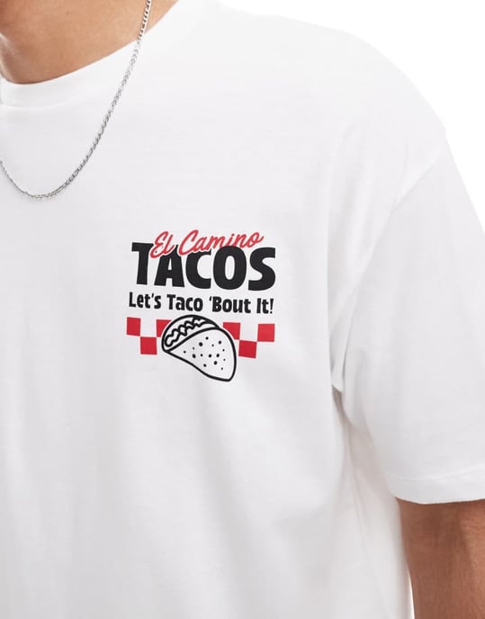 ASOS DESIGN oversized grafisk t-shirt i vit - Image 3