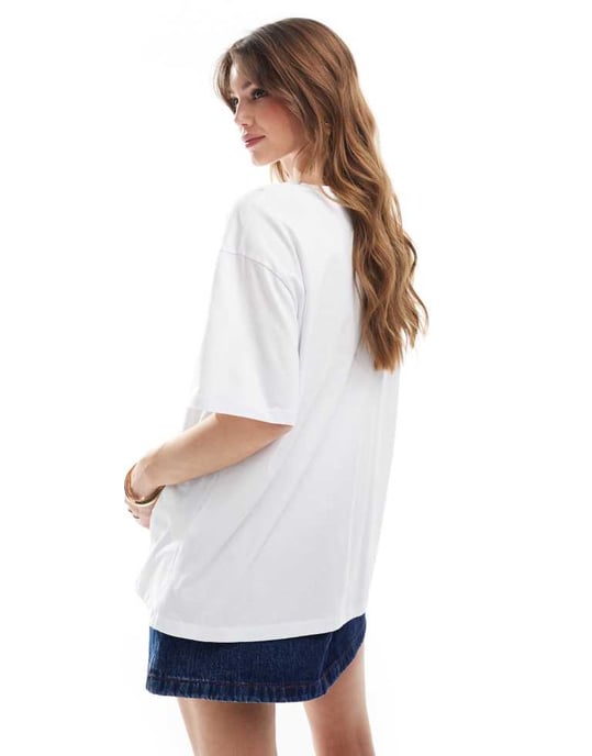 Pieces oversized t-shirt med frukter grafik i vitt - Image 3