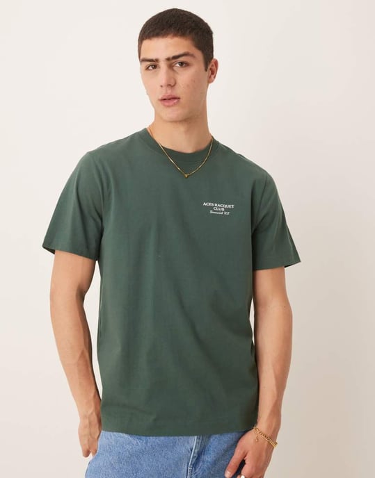 Abercrombie & Fitch tennis tryck bak klassisk t-shirt i grå - Image 3