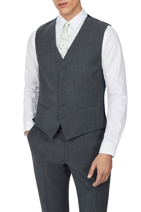 Single Breasted Five Button V-neck Slim Fit Suit Waistcoat in Grey - Image 2