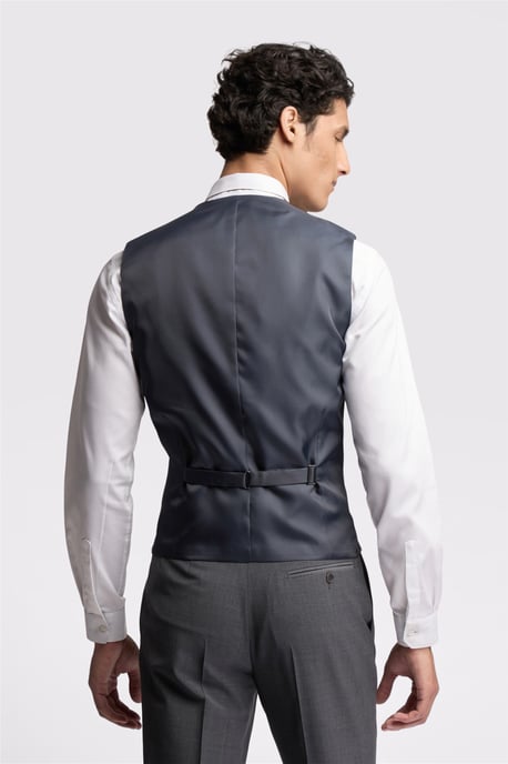 Single Breasted Five Button V-neck Slim Fit Suit Waistcoat in Grey - Image 4